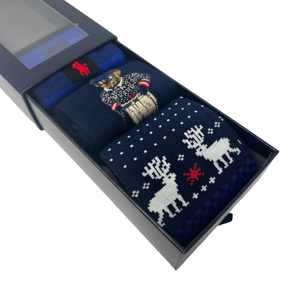 POLO RALPH LAUREN Mens Cortina Polo Bear 3-Pack Socks Set - Picture 14 of 14
